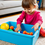 Pre-school child tidying toys**

"A cheerful preschooler, around 4 years old, fully clothed in colorful, modest play clothes, putting toys into a toy box in a bright, family-friendly living room, safe for work, appropriate content, professional, perfect anatomy, correct proportions, well-formed hands, natural pose, family-friendly scene, high quality illustration."

**