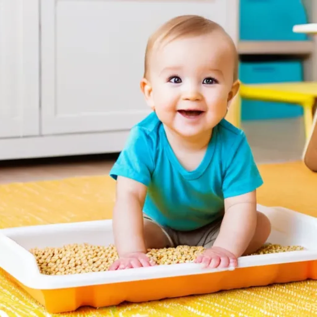 아이의 감각 발달 돕기 - **Prompt 1: Tactile and Movement Discovery**
    "A joyful toddler, aged around 2 years old, wearing...