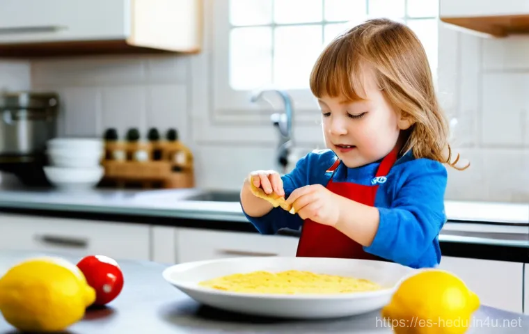 아이의 감각 발달 돕기 - **Prompt 2: Visual and Auditory Wonder**
    "A curious young child, approximately 4 years old, dres...