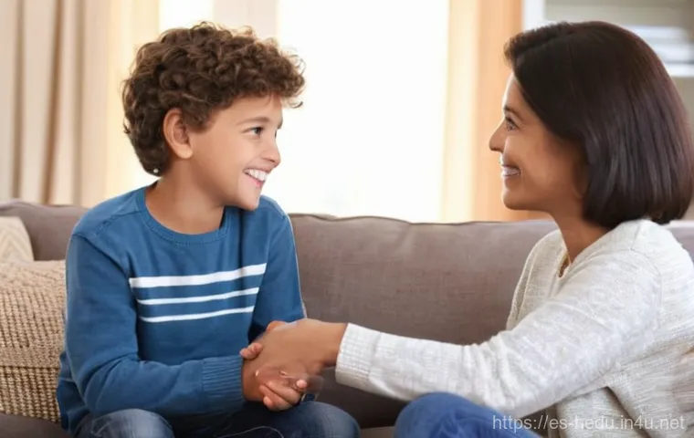 아이와의 신뢰 회복법 - **Prompt 1: Authentic Communication and Listening**
    A heartwarming scene in a cozy, sunlit livin...