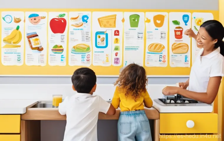 아이의 시간 관리 습관 들이기 - **Prompt 1: Family Interactive Visual Schedule**
    "A vibrant, wide-angle shot of a diverse family...